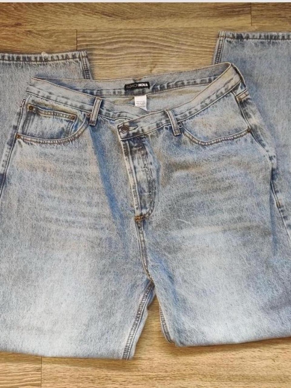Fashion Nova Men's Light Blue Straight Jeans